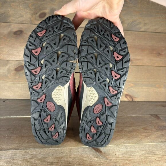 oboz sapphire low womens size 10 shoes red leather waterproof hiking sneakers - Picture 7 of 8